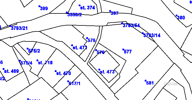 Parcela st. 579 v KÚ Cvikov, Katastrální mapa