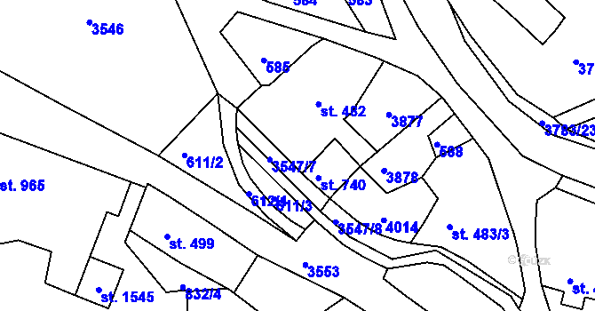 Parcela st. 589 v KÚ Cvikov, Katastrální mapa