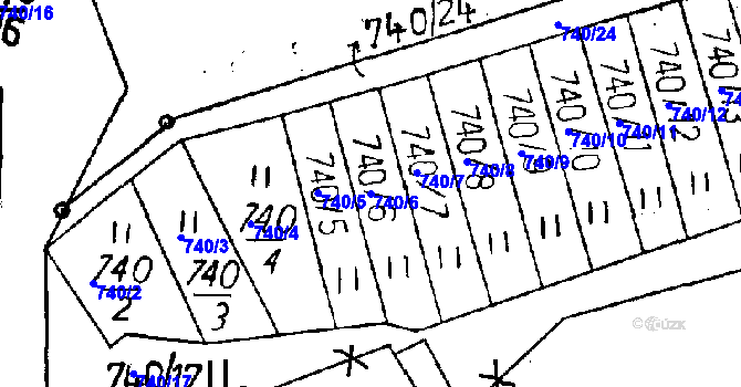 Parcela st. 740/6 v KÚ Cvikov, Katastrální mapa