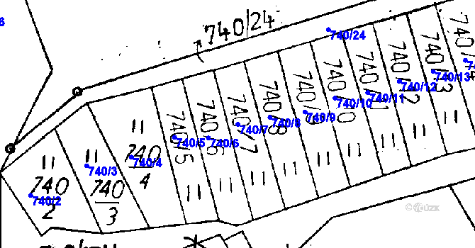 Parcela st. 740/7 v KÚ Cvikov, Katastrální mapa