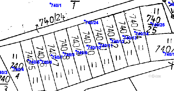 Parcela st. 740/10 v KÚ Cvikov, Katastrální mapa