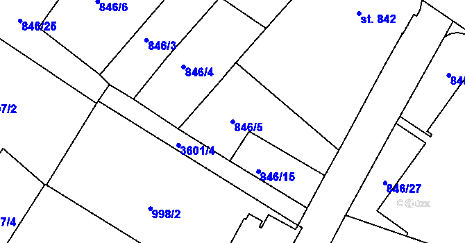 Parcela st. 846/5 v KÚ Cvikov, Katastrální mapa