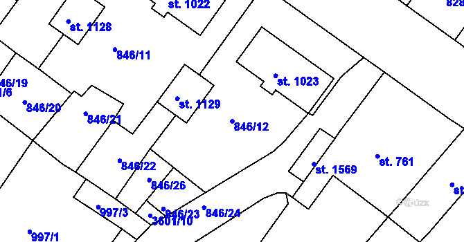 Parcela st. 846/12 v KÚ Cvikov, Katastrální mapa