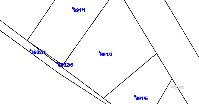 Parcela st. 991/3 v KÚ Cvikov, Katastrální mapa