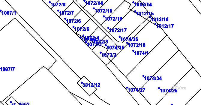 Parcela st. 1073/2 v KÚ Cvikov, Katastrální mapa