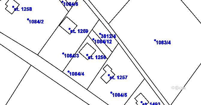 Parcela st. 1084/11 v KÚ Cvikov, Katastrální mapa