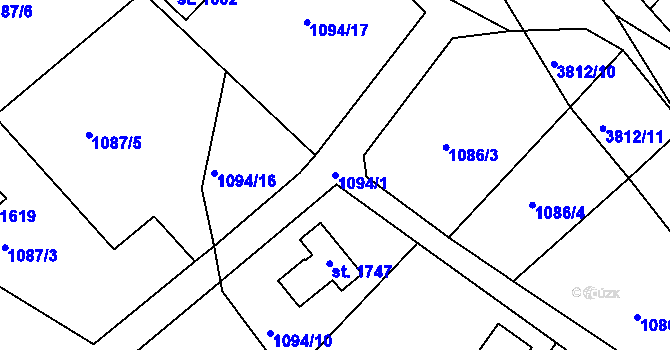 Parcela st. 1094/1 v KÚ Cvikov, Katastrální mapa