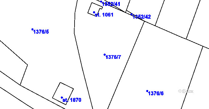 Parcela st. 1376/7 v KÚ Cvikov, Katastrální mapa