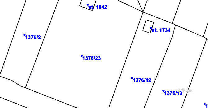 Parcela st. 1376/11 v KÚ Cvikov, Katastrální mapa