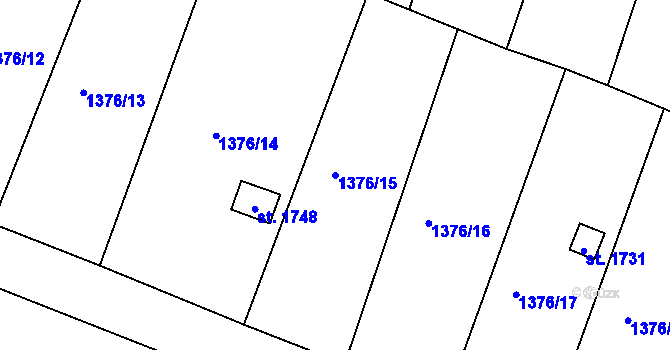 Parcela st. 1376/15 v KÚ Cvikov, Katastrální mapa
