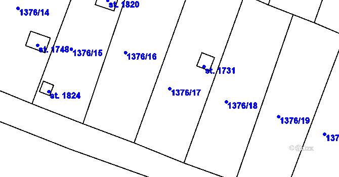 Parcela st. 1376/17 v KÚ Cvikov, Katastrální mapa