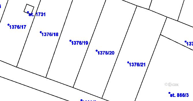 Parcela st. 1376/20 v KÚ Cvikov, Katastrální mapa