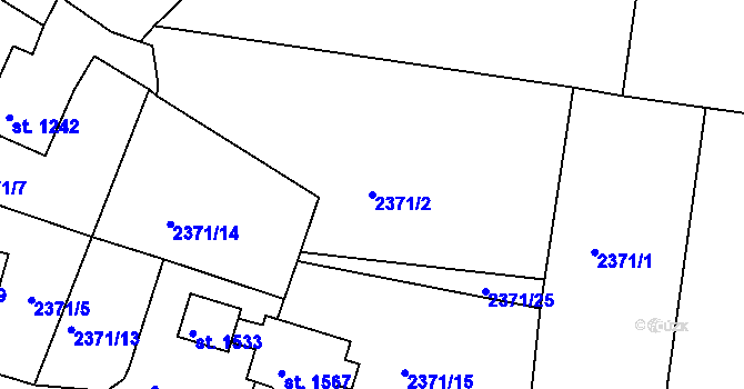 Parcela st. 2371/2 v KÚ Cvikov, Katastrální mapa