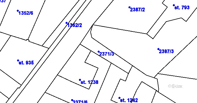 Parcela st. 2371/3 v KÚ Cvikov, Katastrální mapa