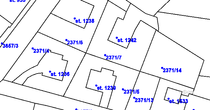 Parcela st. 2371/7 v KÚ Cvikov, Katastrální mapa