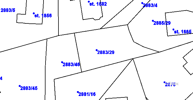 Parcela st. 2883/29 v KÚ Cvikov, Katastrální mapa