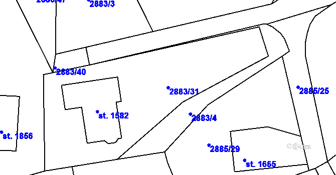 Parcela st. 2883/31 v KÚ Cvikov, Katastrální mapa