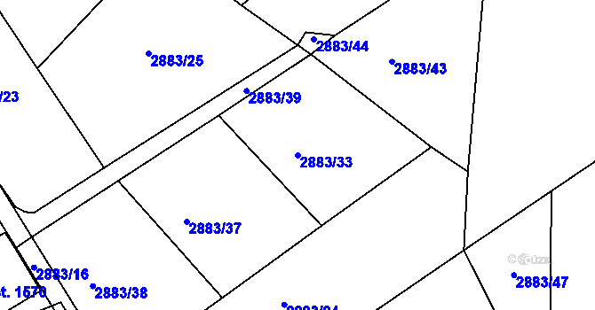 Parcela st. 2883/33 v KÚ Cvikov, Katastrální mapa