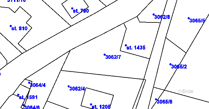 Parcela st. 3062/7 v KÚ Cvikov, Katastrální mapa