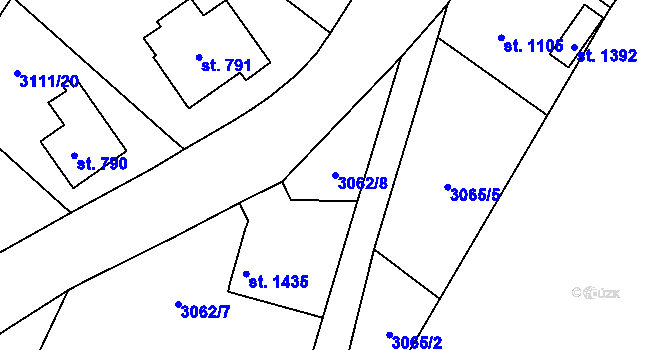 Parcela st. 3062/8 v KÚ Cvikov, Katastrální mapa