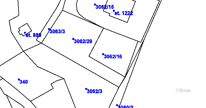 Parcela st. 3062/16 v KÚ Cvikov, Katastrální mapa