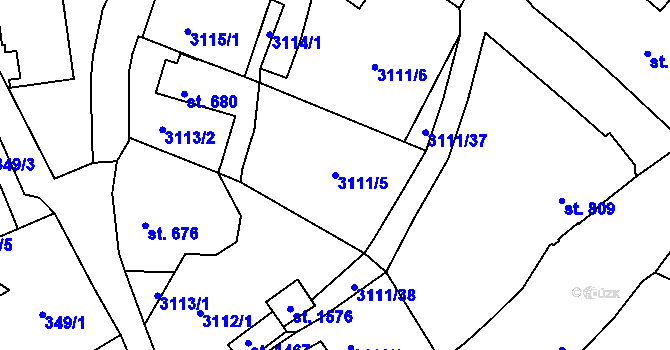Parcela st. 3111/5 v KÚ Cvikov, Katastrální mapa