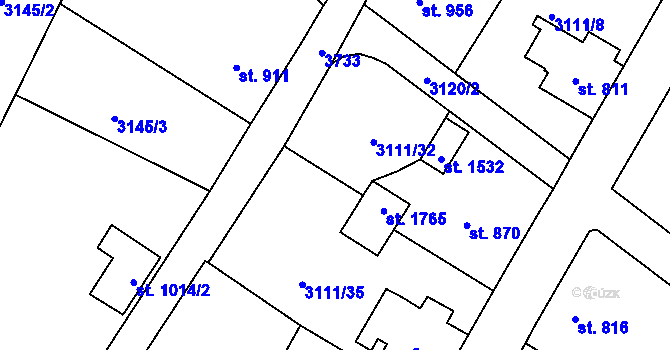 Parcela st. 3111/32 v KÚ Cvikov, Katastrální mapa