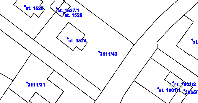 Parcela st. 3111/43 v KÚ Cvikov, Katastrální mapa