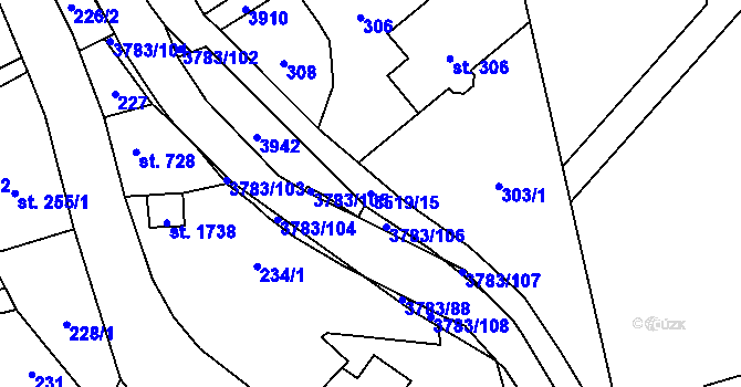 Parcela st. 3519/15 v KÚ Cvikov, Katastrální mapa
