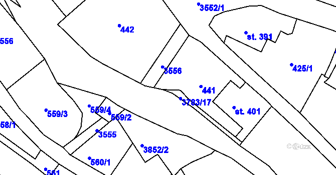Parcela st. 3783/17 v KÚ Cvikov, Katastrální mapa
