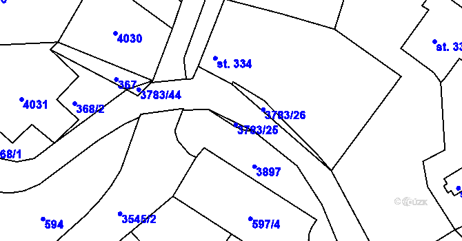 Parcela st. 3783/25 v KÚ Cvikov, Katastrální mapa