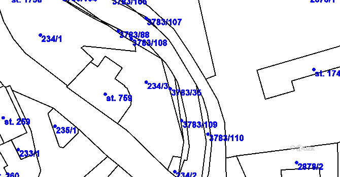 Parcela st. 3783/35 v KÚ Cvikov, Katastrální mapa