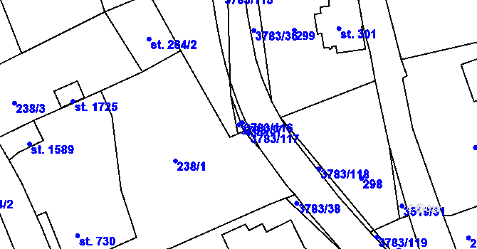 Parcela st. 3783/37 v KÚ Cvikov, Katastrální mapa