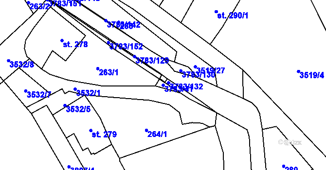 Parcela st. 3783/41 v KÚ Cvikov, Katastrální mapa