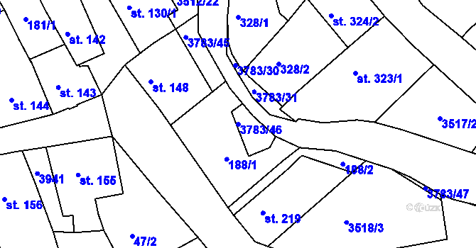 Parcela st. 3783/46 v KÚ Cvikov, Katastrální mapa