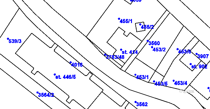 Parcela st. 3783/48 v KÚ Cvikov, Katastrální mapa