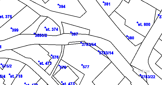 Parcela st. 3783/54 v KÚ Cvikov, Katastrální mapa