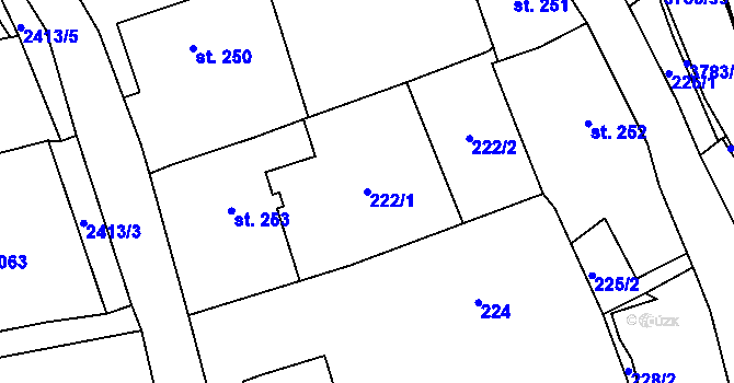 Parcela st. 222/1 v KÚ Cvikov, Katastrální mapa