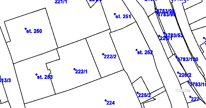 Parcela st. 222/2 v KÚ Cvikov, Katastrální mapa