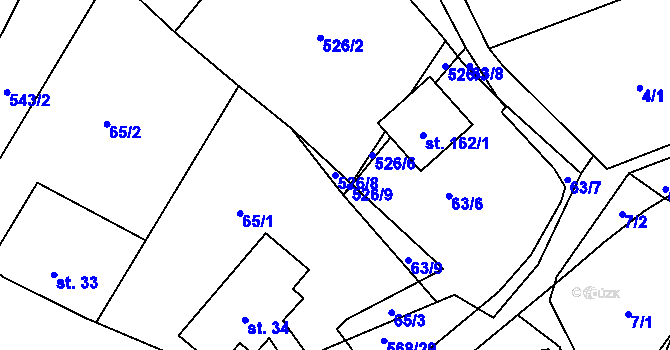 Parcela st. 526/8 v KÚ Drnovec, Katastrální mapa
