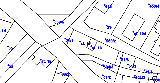 Parcela st. 19 v KÚ Drnovec, Katastrální mapa