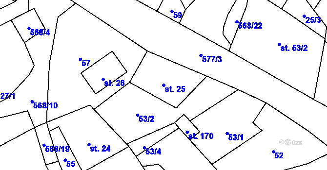 Parcela st. 25 v KÚ Drnovec, Katastrální mapa
