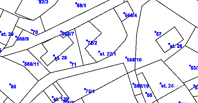 Parcela st. 27/1 v KÚ Drnovec, Katastrální mapa