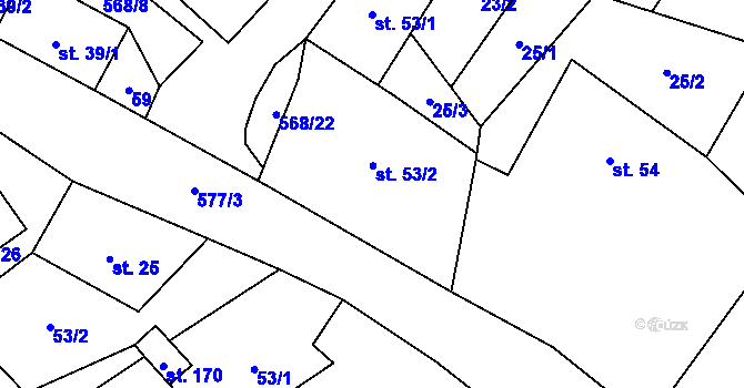Parcela st. 53/2 v KÚ Drnovec, Katastrální mapa