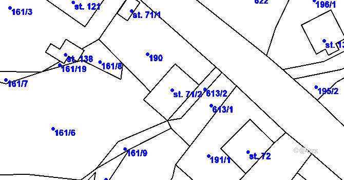 Parcela st. 71/2 v KÚ Drnovec, Katastrální mapa