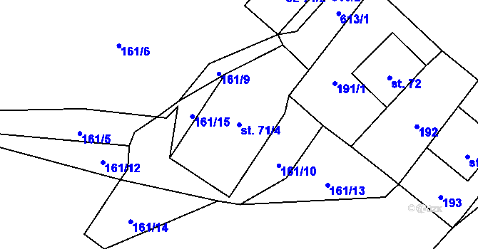 Parcela st. 71/4 v KÚ Drnovec, Katastrální mapa