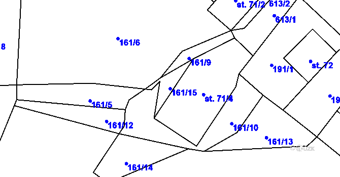 Parcela st. 161/15 v KÚ Drnovec, Katastrální mapa