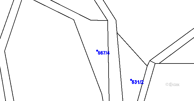 Parcela st. 567/4 v KÚ Drnovec, Katastrální mapa