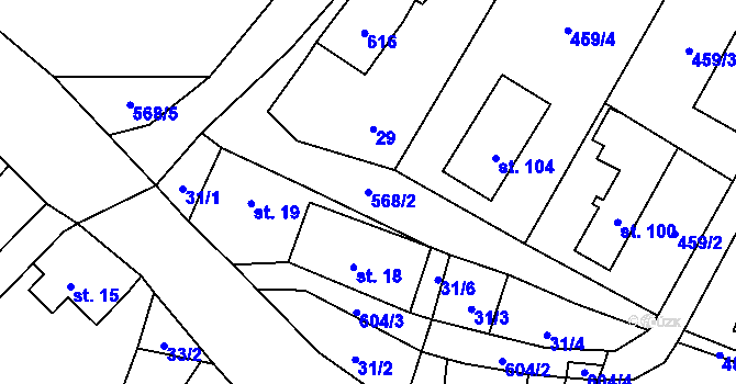 Parcela st. 568/2 v KÚ Drnovec, Katastrální mapa