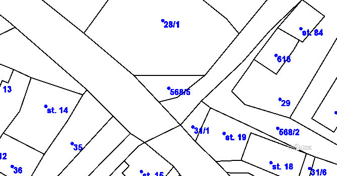 Parcela st. 568/5 v KÚ Drnovec, Katastrální mapa